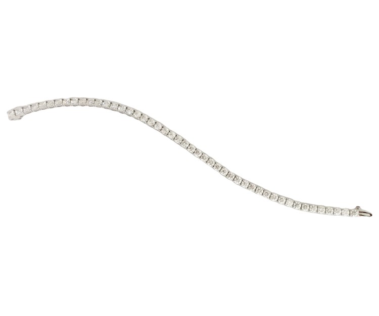 18Kt White Gold Tennis Bracelet With (47) Round Diamonds Weighing 8.05cttw