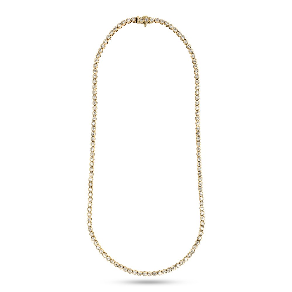 14Kt Yellow Gold Crown Set Riviera With (123) Round Diamonds Weighing 8.25cttw