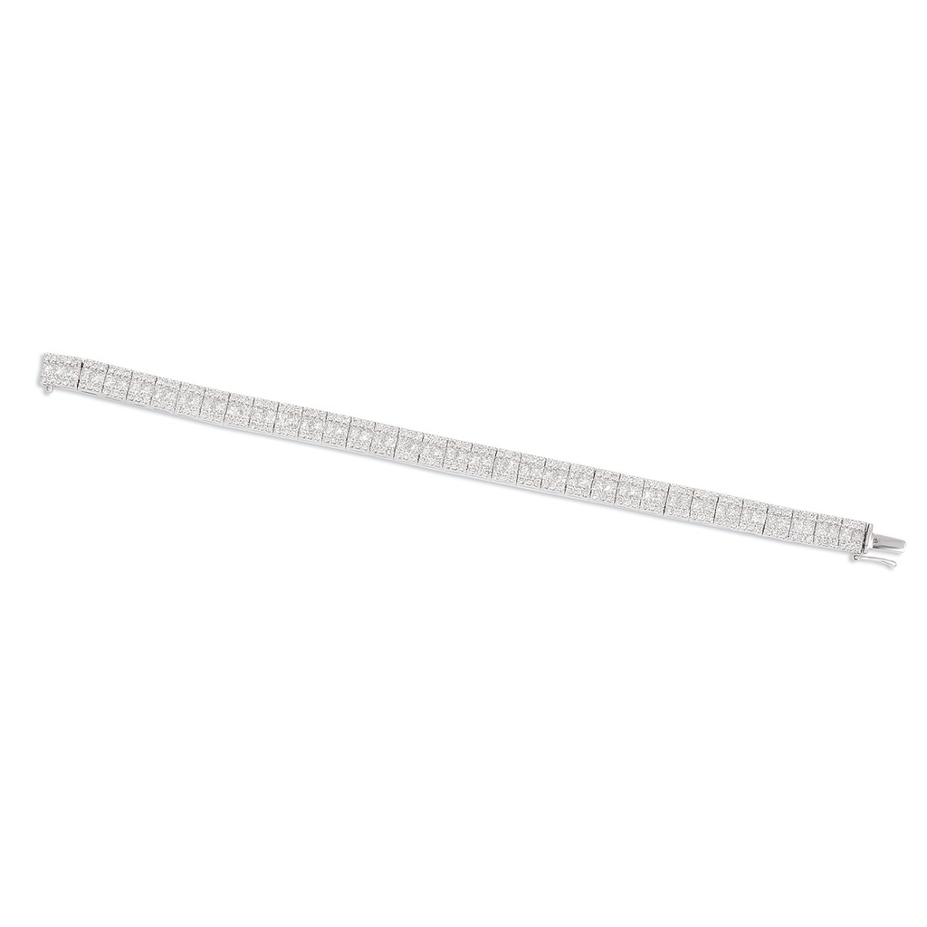 18Kt White Gold Line Bracelet With (6) Princess Cut Diamonds Weighing 7.48ct And (202) Round Diamonds Weighing 3.76ct