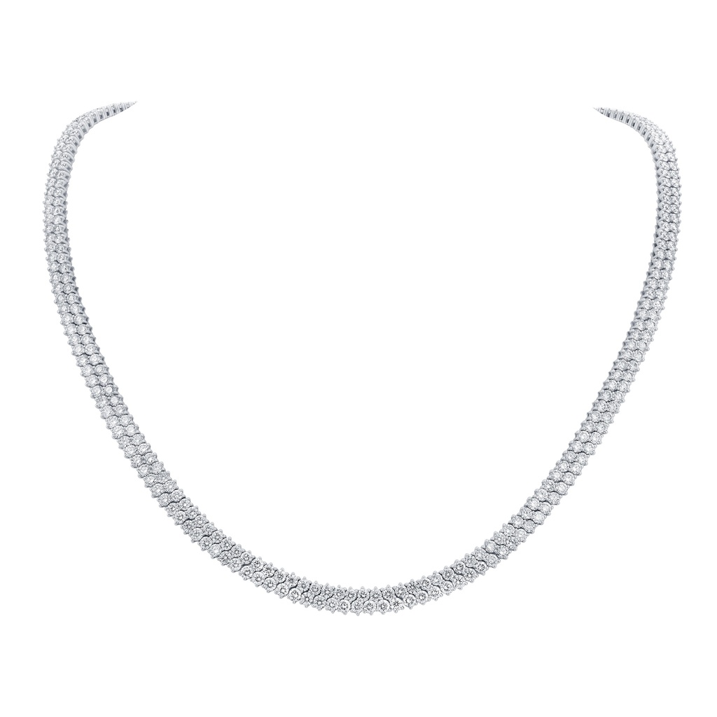 14Kt White Gold Two Row Riviera With (360) Round Diamonds Weighing 17.85cttw