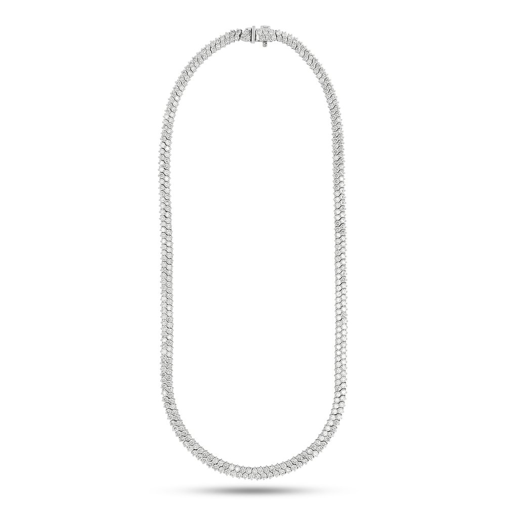 14Kt White Gold Two Row Riviera With (360) Round Diamonds Weighing 17.85cttw
