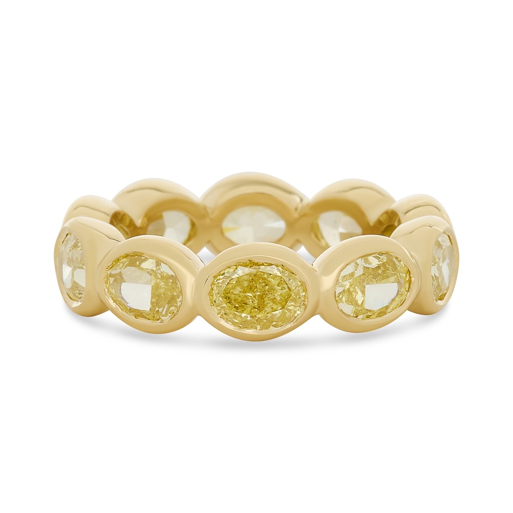 18Kt Yellow Gold Bezel Eternity Band With (10) Oval Yellow Diamonds Weighing 5.14cttw