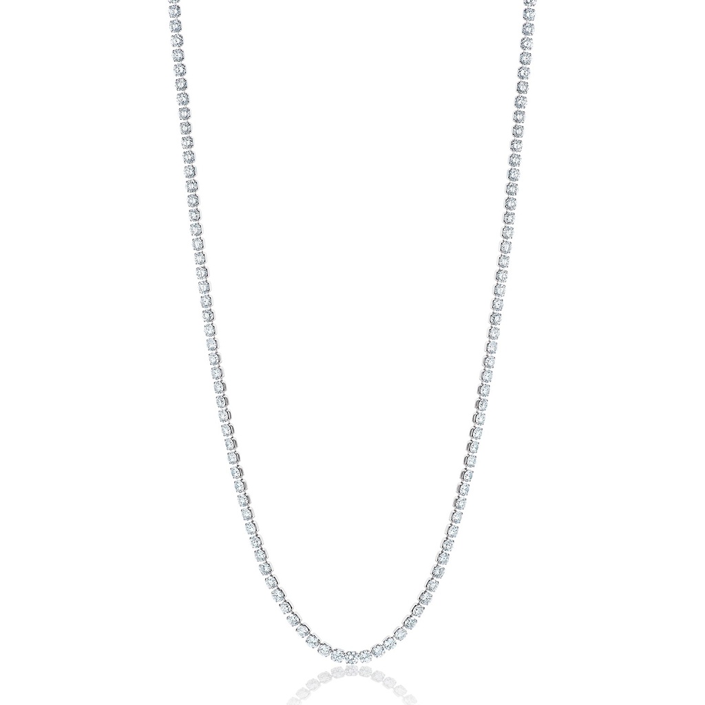 Platinum Straight Line Long Riviera With (170) Round Diamonds Weighing 34.33cttw