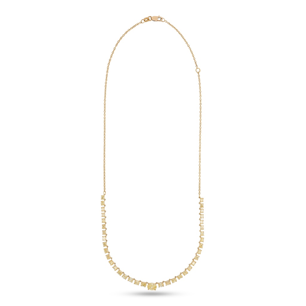 [PRTN80653-P] 18Kt Yellow Gold Necklace With (37) Oval Yellow Diamonds Weighing 7.08cttw