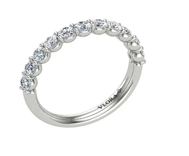 Platinum Half Eternity Band With (11) Round Diamonds Weighing 0.96cttw