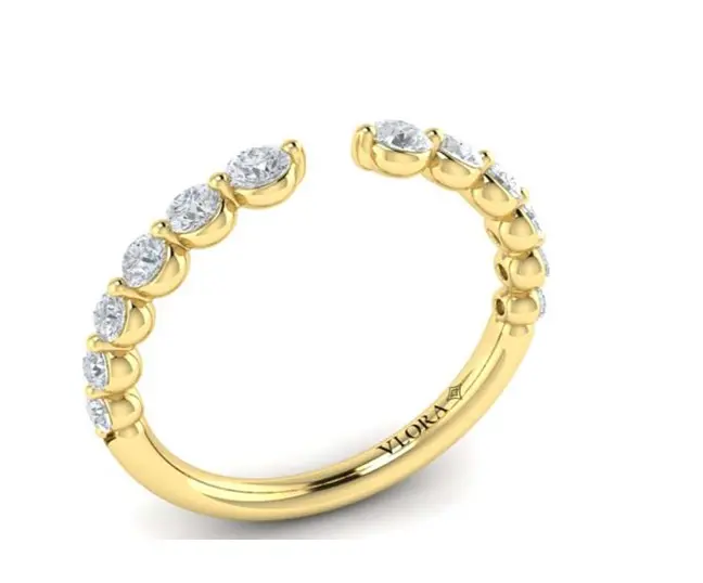 18Kt Yellow Gold Open Band With (12) Round Diamonds Weighing 0.64cttw