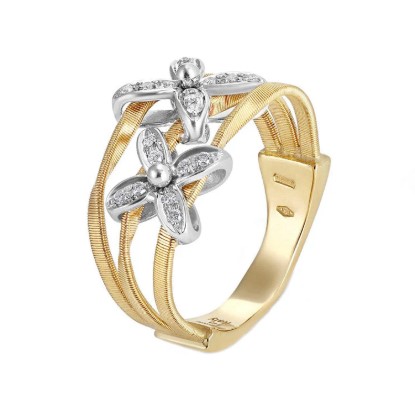18Kt Two Toned Marrakech Onde Ring With (20) Round Diamonds Weighing 0.14cttw