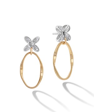 18Kt Two Toned Marrakech Onde Drop Earrings With (16) Round Diamonds Weighing 0.11cttw