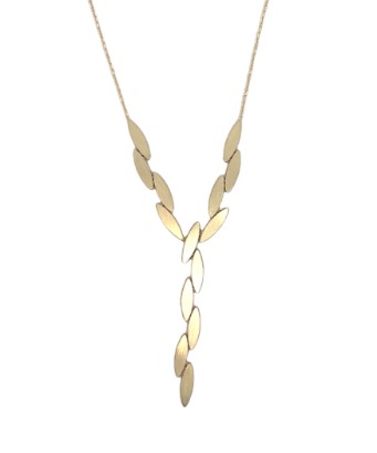14Kt Yellow Gold Satin/Polished Multi Station Lariat 18"
