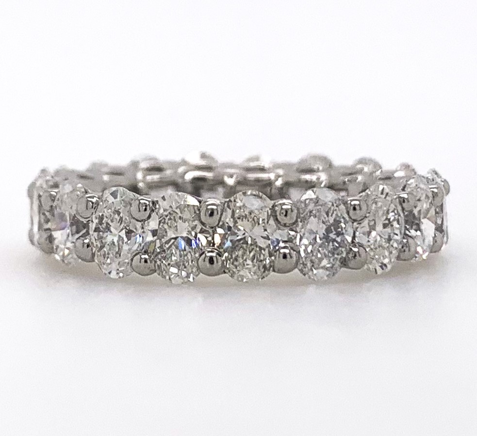 Platinum Eternity Band With (19) Oval Diamonds Weighing 4.50cttw
