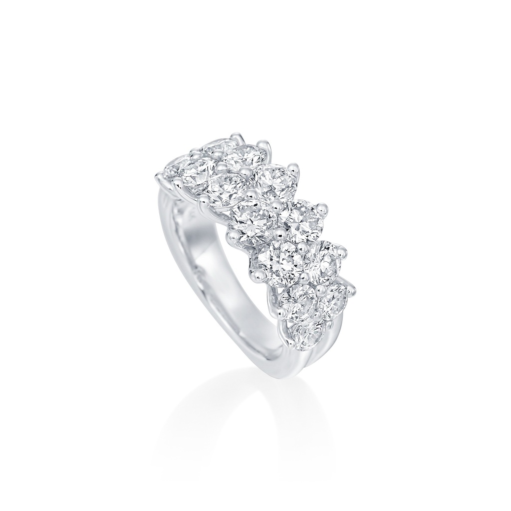 14Kt White Gold Two Row Band With (14) Round Diamonds Weighing 4.05cttw 