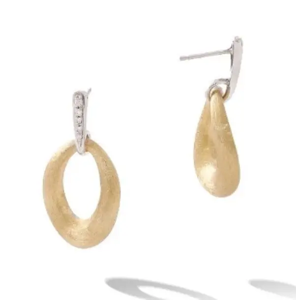 18Kt Two Toned Lucia Drop Earrings With (10) Round Diamonds Weighing 0.09cttw