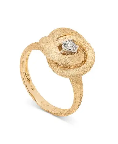 18Kt Two Toned Jaipur Fower Ring With A Round Diamond Weighing 0.08ct