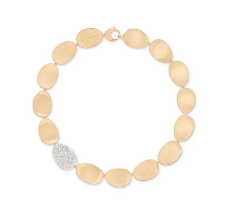 18Kt Two Toned Lunaria Necklace With A Station Of Diamonds Weighing 1.30cttw