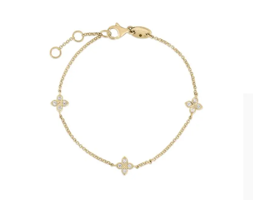 18Kt Yellow Gold Love By The Inch Triple Station Bracelet With (12) Round Diamonds Weighing 0.13cttw