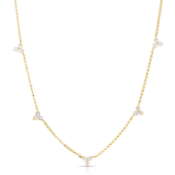 18Kt Yellow Gold Love By The Inch Necklace With (15) Round Diamonds Weighing 0.48cttw