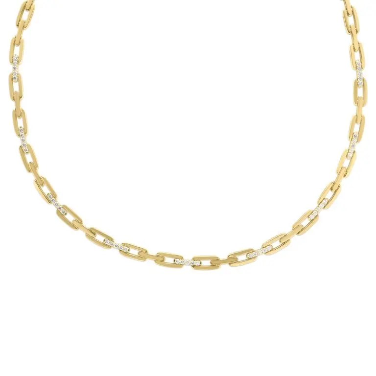 Navarra Link Necklace With (45) Round Diamonds Weighing 1.00cttw In 18Kt Yellow Gold