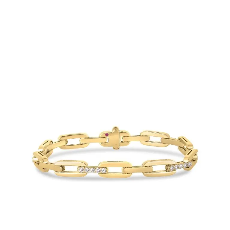 [8883502AYLBX] Navarra Link Bracelet With (25) Round Diamonds Weighing 0.80cttw In 18Kt Yellow Gold