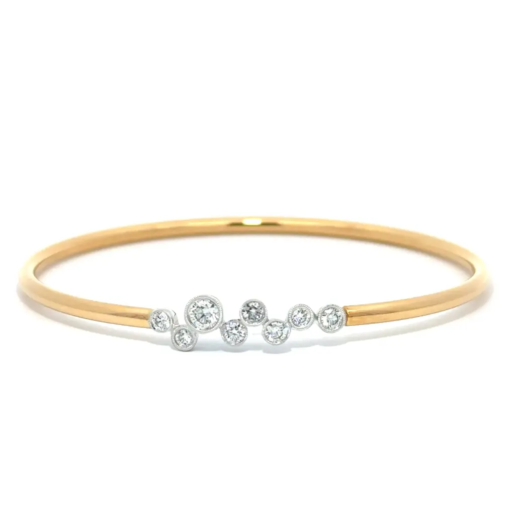 Scattered Bangle With (8) Round Diamonds Weighing 0.57cttw In 18Kt Rose And White Gold