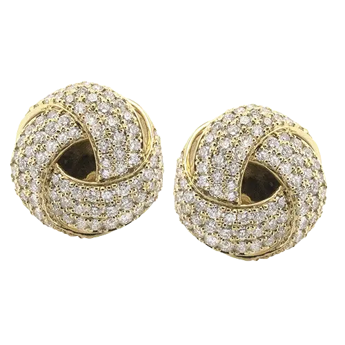 [LE4717 812817] 18Kt Two Toned Knot Stud Earrings With (198) Round Diamonds Weighing 1.00cttw
