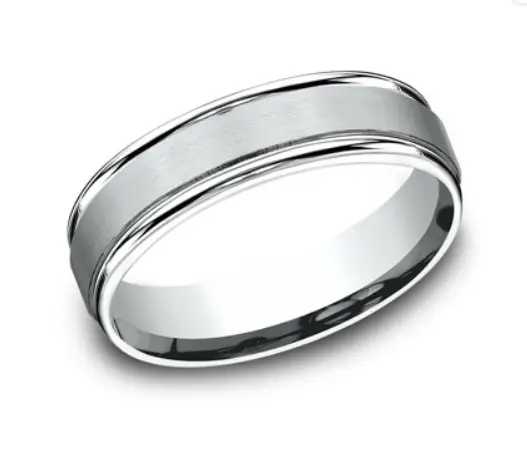 14Kt White Gold 6mm Double Cut Band Sz7.5