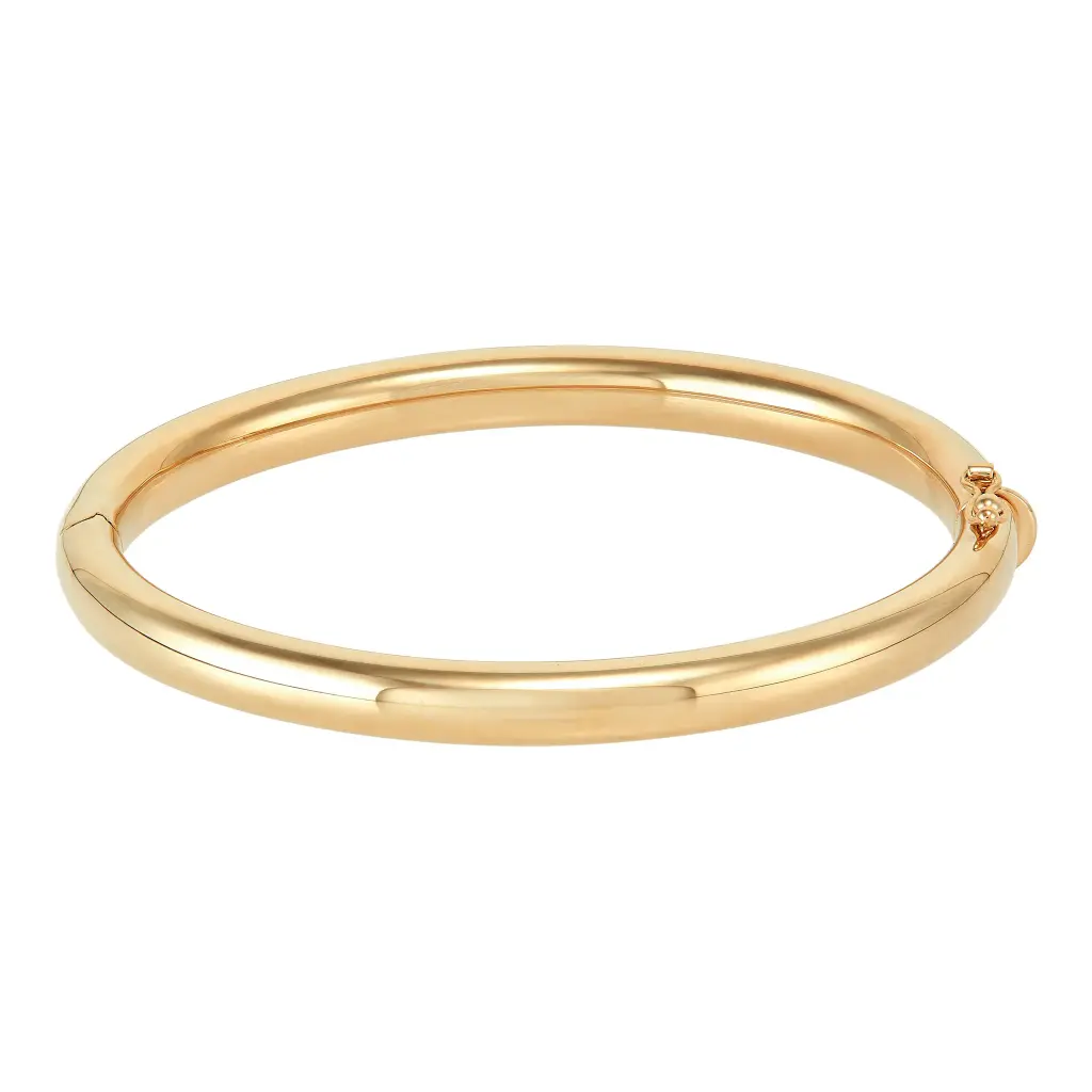 14Kt Yellow Gold 6.2mm Oval Hinged Bangle