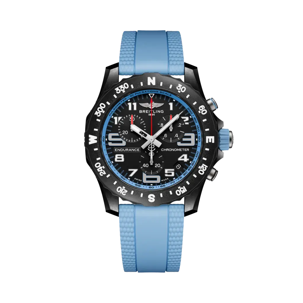 Breitling Endurance Pro 44 Black Dial Blue Rubber Band