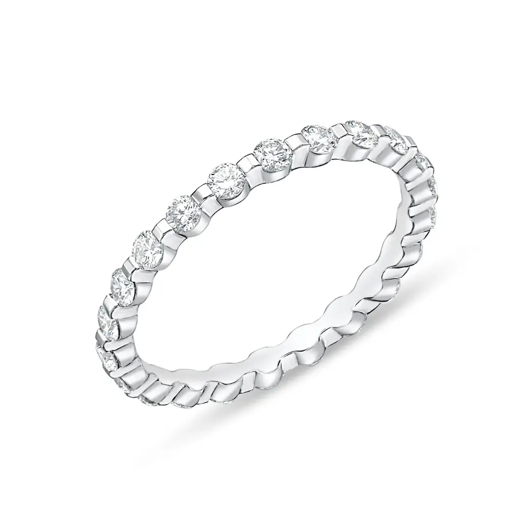 Platinum Precious Prong Eternity Band With (21) Round Diamonds Weighing 0.76cttw