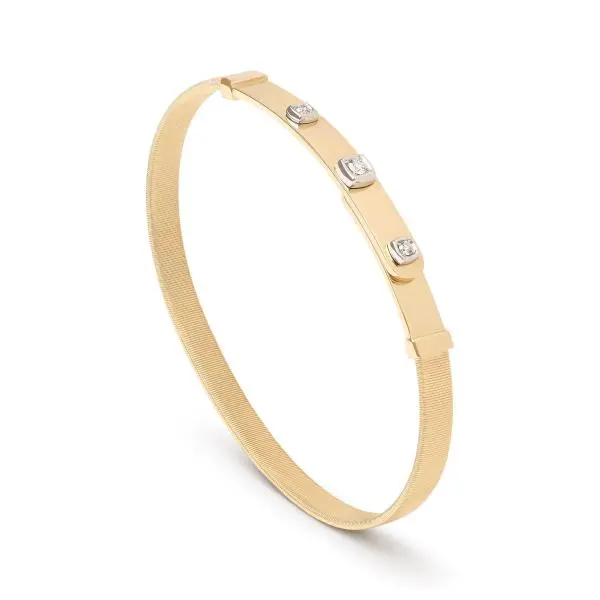18Kt Yellow Gold Masai Bracelet With (3) Round Diamonds Weighing 0.09cttw