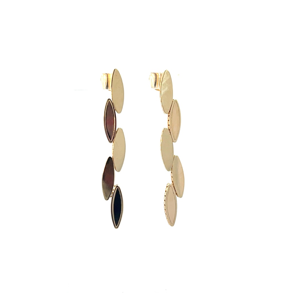 14Kt Yellow Gold Polished Multi Station Dangle Earrings 