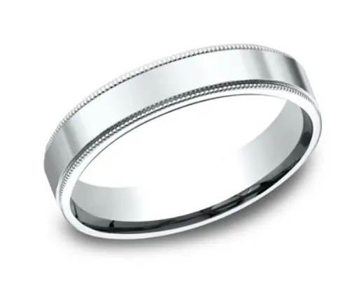 [CF440PT10] Platinum 4mm Comfort Fit Milgrain Edge Band Sz10