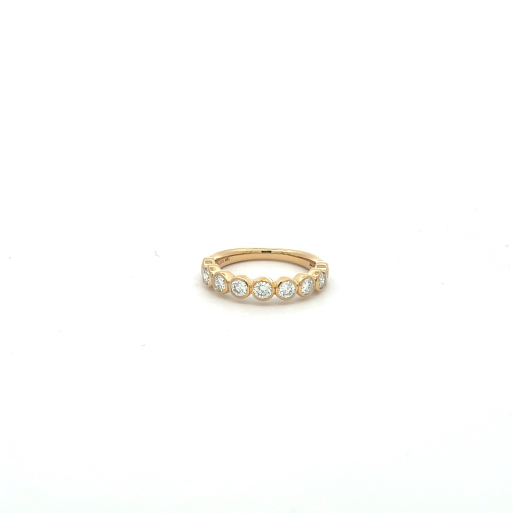 [8340-1] 18Kt Yellow Gold Bezel Set Band With (9) Round Diamonds Weighing 0.87cttw