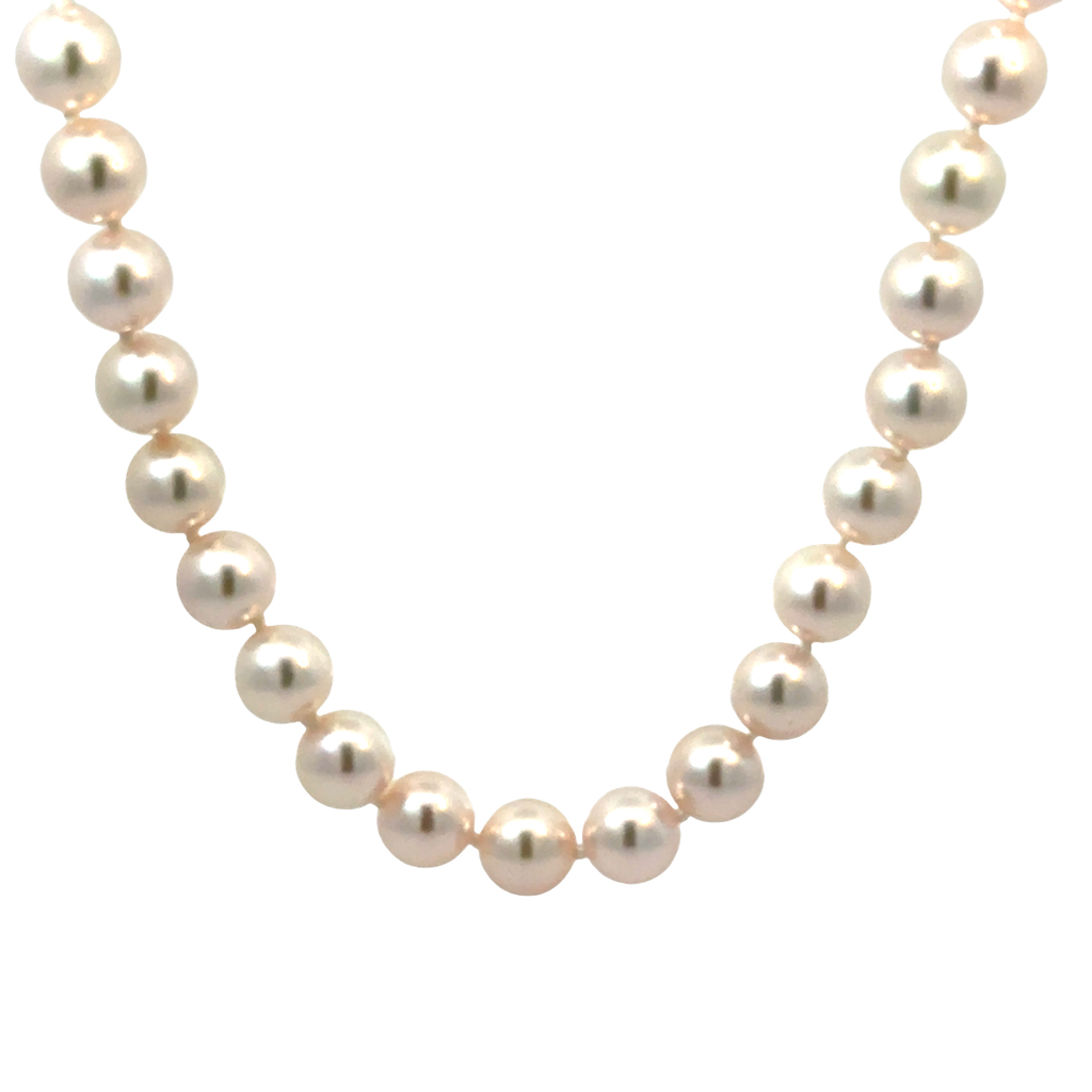 [75ST-#2] 7.5x7mm Cultured Pearl Strand Necklace 18" In 18Kt White Gold
