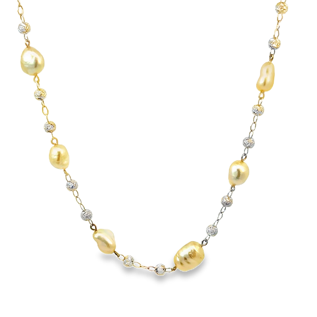 South Sea Keshi Pearl Station 28" Necklace In Platinum
