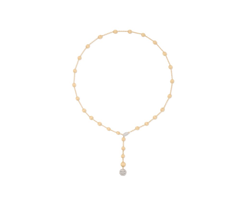[CB2900-B B2 YW Q6] Africa Alta Lariat With Round Diamonds Weighing 1.42cttw In 18Kt Yellow And White Gold
