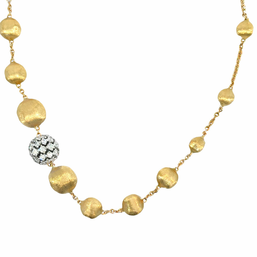 [CB2904 B2 YW Q6] Africa Alta Long Necklace With Round Diamonds Weighing 2.68cttw In 18Kt Yellow And White Gold