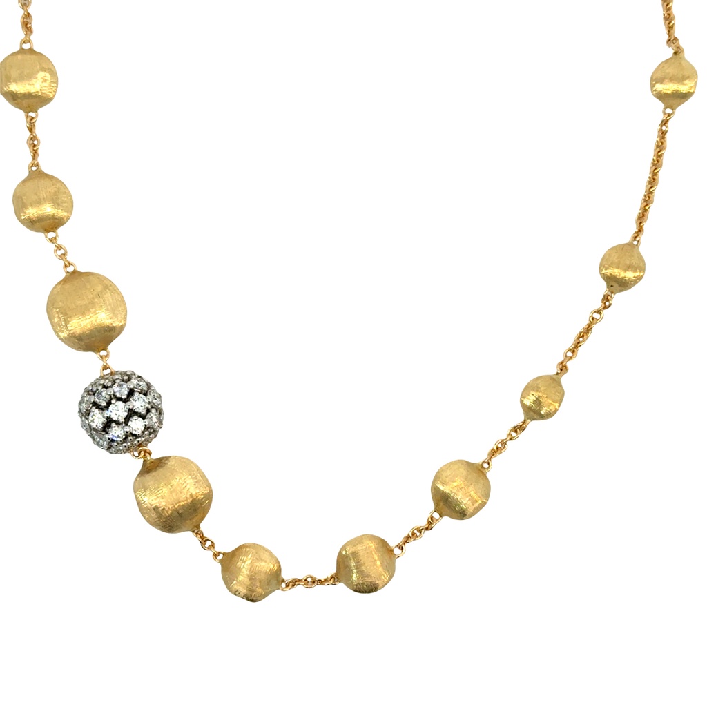 [CB2904 B2 YW Q6] Africa Alta Long Necklace With Round Diamonds Weighing 2.68cttw In 18Kt Yellow And White Gold