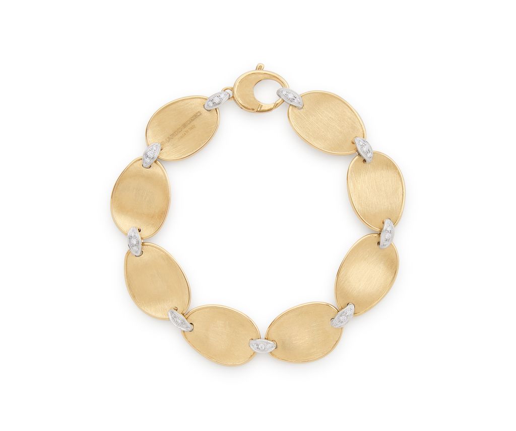 Lunaria Station Bracelet With (27) Round Diamonds Weighing 0.16cttw In 18Kt Yellow And White Gold
