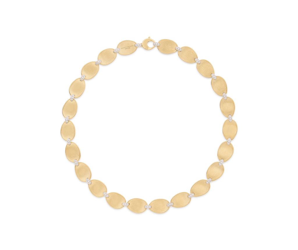 Lunaria Station Necklace With (69) Round Diamonds Weighing 0.41cttw In 18Kt Yellow And White Gold