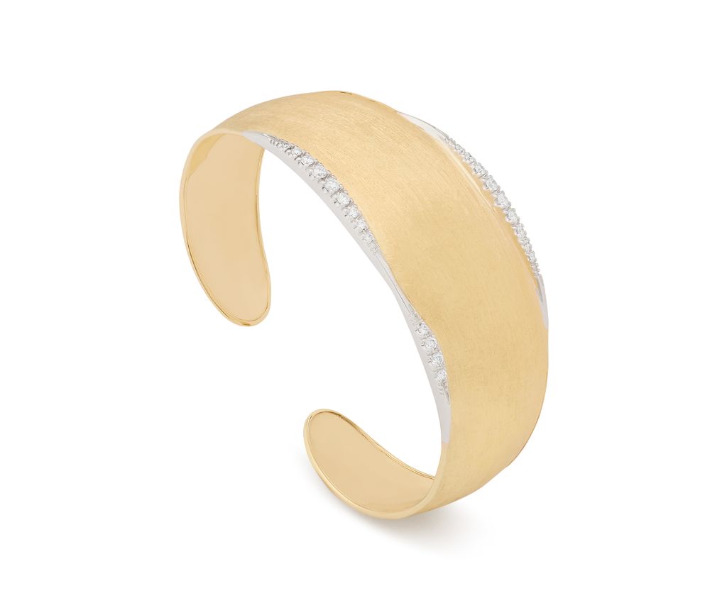 Lunaria Cuff With (22) Round Diamonds Weighing 0.36cttw In 18Kt Yellow And White Gold