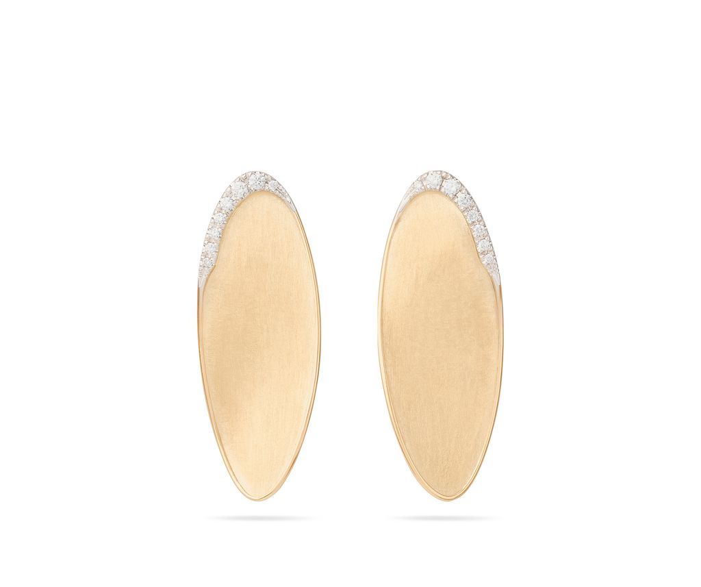 Lunaria Twist Drop Earrings With (16) Round Diamonds Weighing 0.23cttw In 18Kt Yellow And Whie Gold