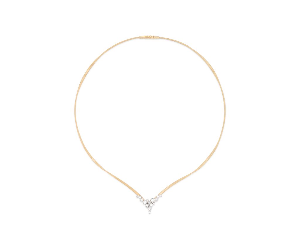 [CG862 B YW M5] Marrakech Necklace With (15) Round Diamonds Weighing 1.13cttw In 18Kt Yellow And White Gold