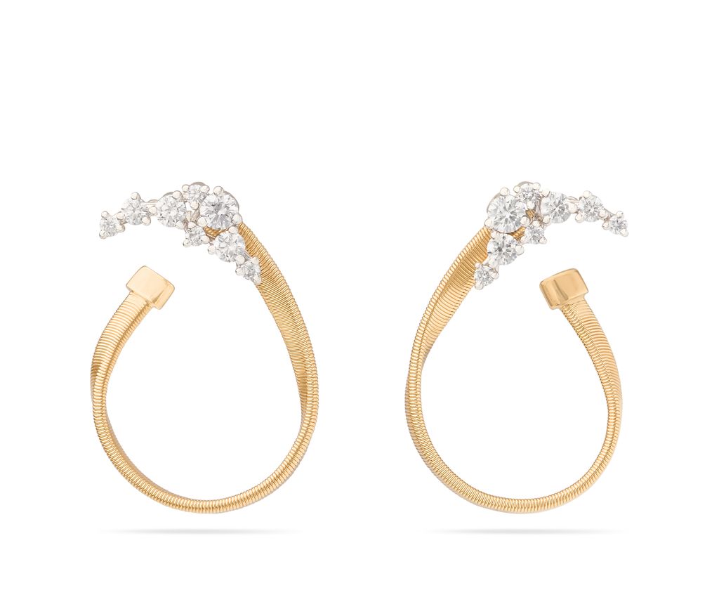 [OG417 B YW M5] Marrakech Loop Earrings With (16) Round Diamonds Weighing 0.56cttw In 18Kt Yellow And White Gold