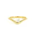 Wave Ring With A Pear Shaped Diamond Weighing 0.14ct In 18Kt Yellow Gold 