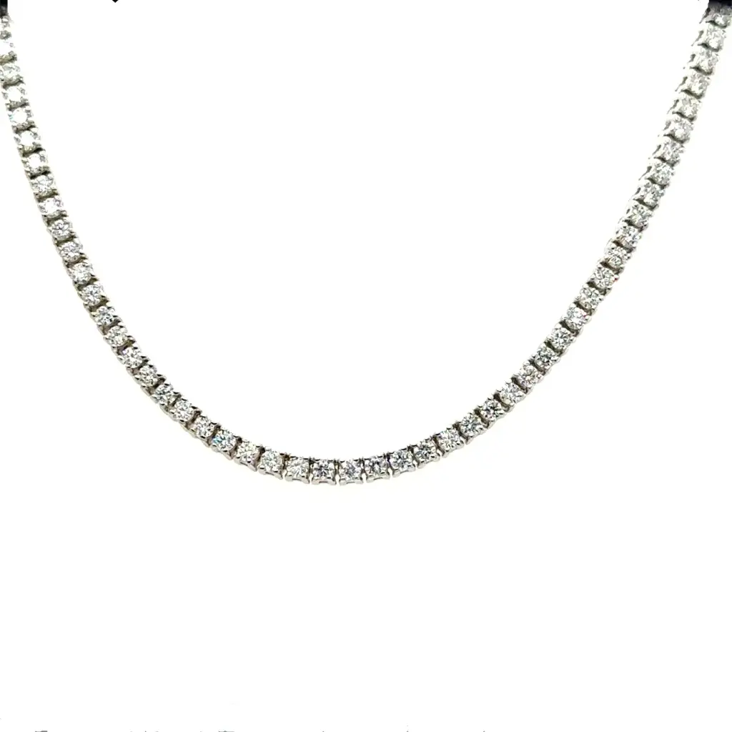 [N-3T-14KW-1] Tennis Necklace With (230) Round Diamonds Weighing 2.95cttw In 14Kt White Gold 