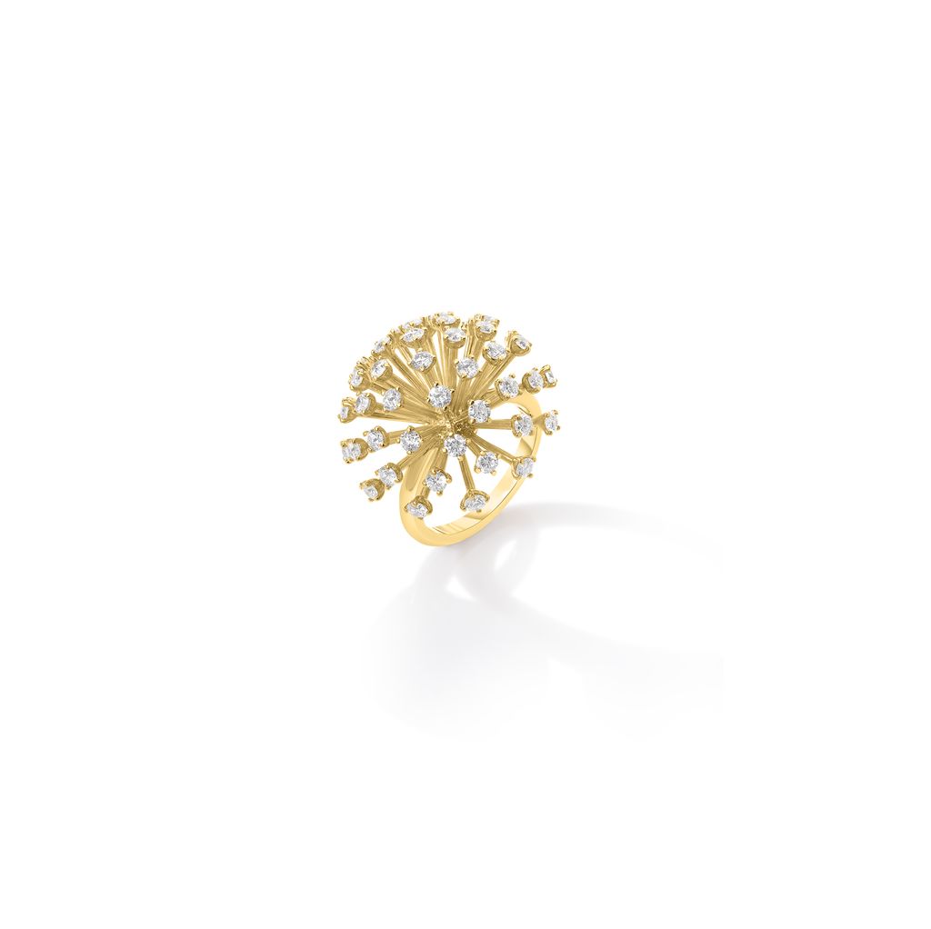 Dandelion Ring With (43) Round Diamonds Weighing 1.99ct In 18Kt Yellow Gold