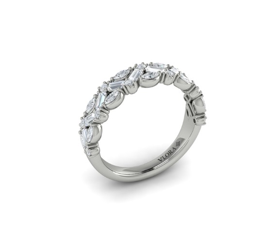 [VW51048-PT] Three Row Band With (11) Marquise, (10) Baguette, And (11) Round Diamonds Weighing 0.84cttw In Platinum