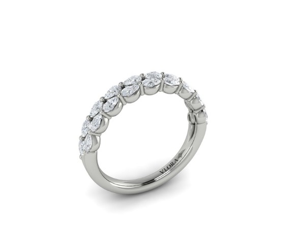 [VW50931-PT] Two Row Half Eternity Band With (19) Pear Shaped Diamonds Weighing 0.93cttw In Platinum