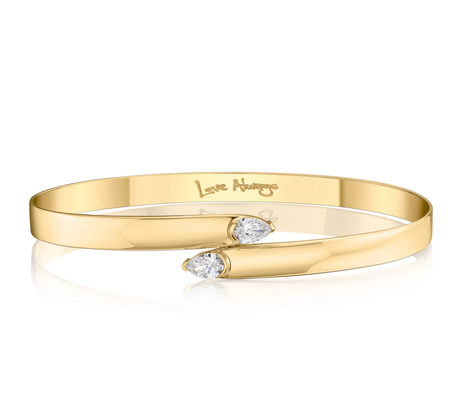 One Of One Toi Et Moi Bracelet With (2) Pear Shaped Diamonds Weighing 0.60cttw In 18Kt Yellow Gold