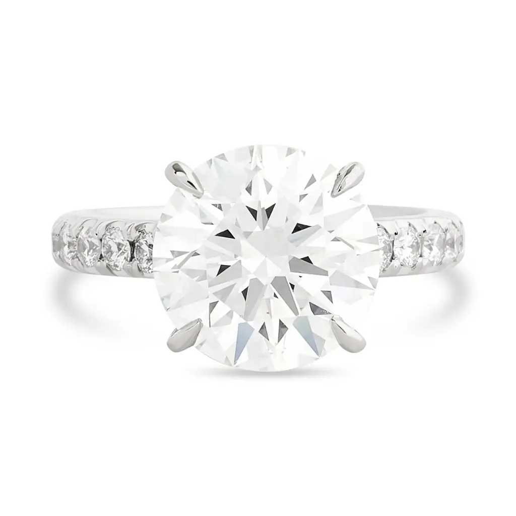 Hidden Halo Style Ring With A Round Diamond Weighing 4.63ct And (36) Round Diamonds Weighing 0.90ct In Platinum